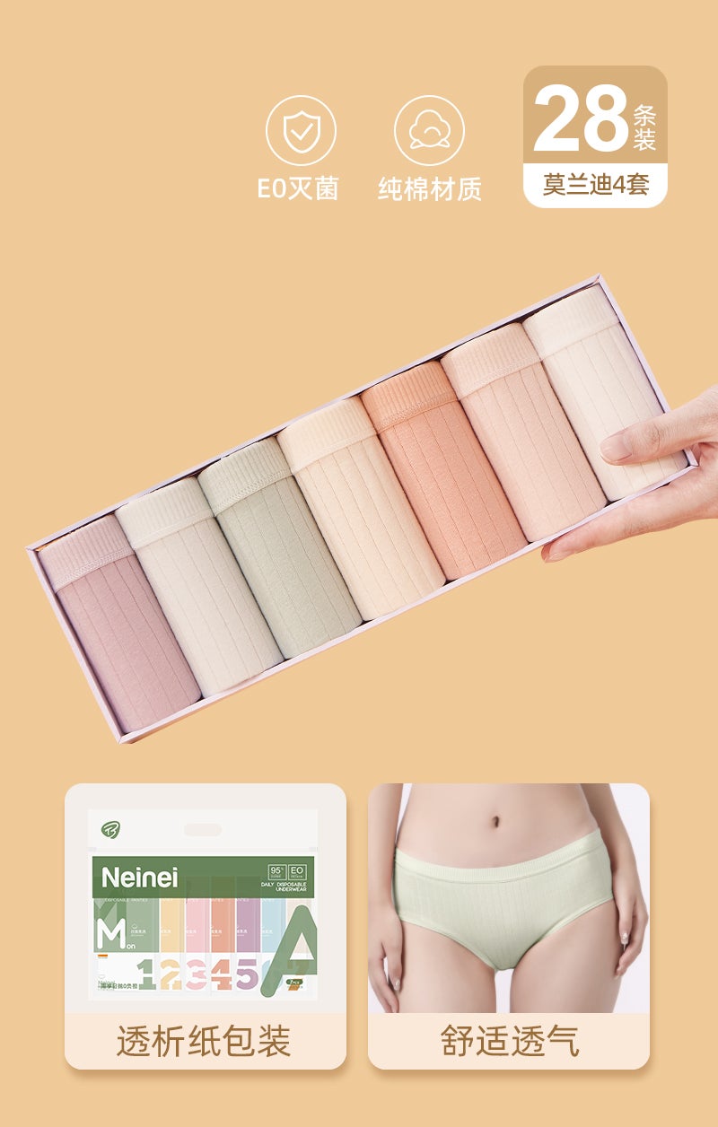 28 Pack Disposable Underwear Women No wash Postpartum Recovery Sterile Travel Cotton Size M for Indoor Use - Image 1