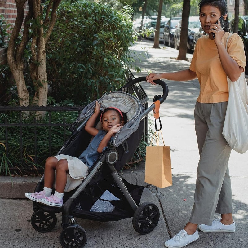 خطافات تعليق عربة الأطفال، قطعتان من أحزمة عربة الأطفال الجلدية المتينة، مشابك عربة الأطفال لحقائب الحفاضات وعربات الحيوانات الأليفة وأكياس التسوق البقالة، أحزمة عربة الأطفال الجلدية، خطاف الأم لعربة الأطفال (بني) - Image 5
