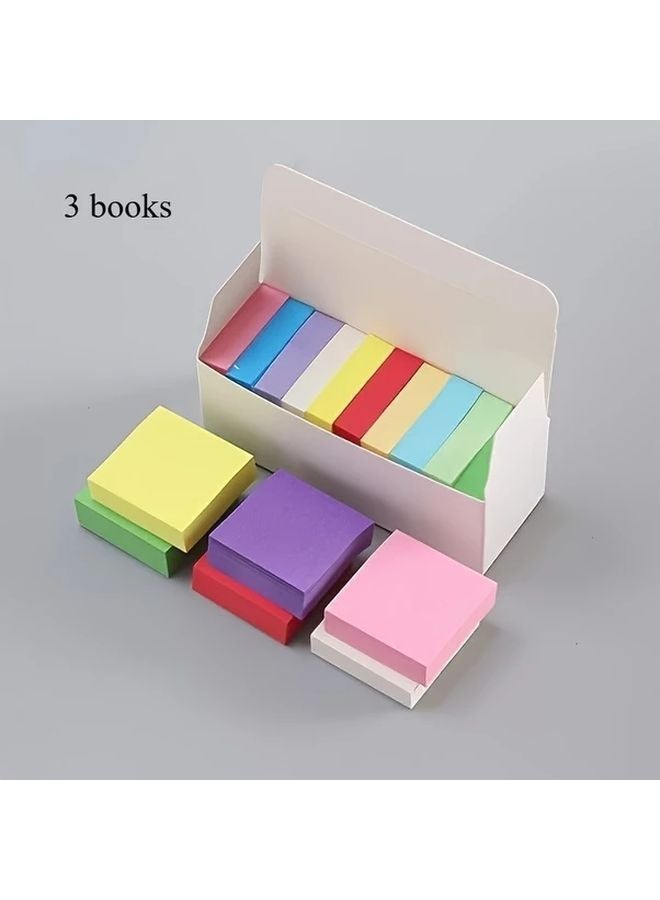 3 كتب من 500 ملاحظة لاصقة مربعة متعددة الألوان مذكرات ذاتية اللصق - Image 3