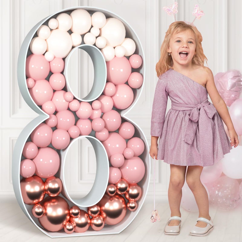 imprsv 3FT Mosaic Numbers for Balloons Marquee Number Mosaic Number Frame Sign 8 Balloon for Party Decorations 18th 28th 80th Birthday Decorations for Her Him Large Sign for Party - Image 2