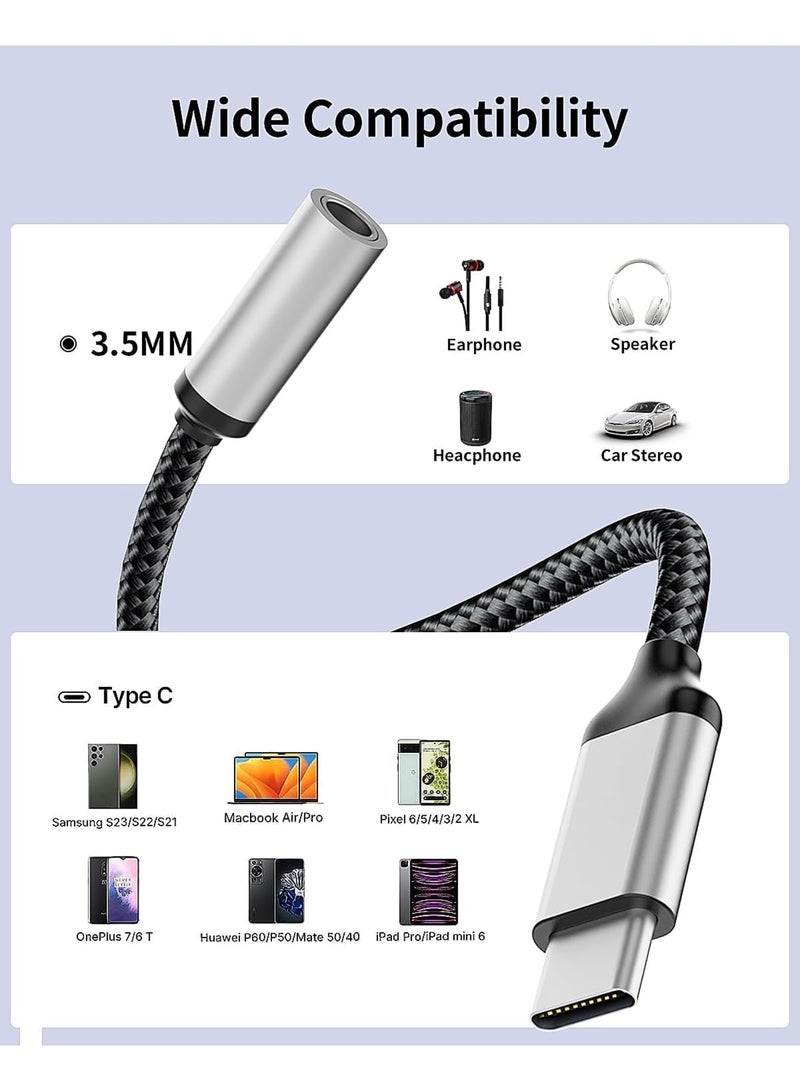 SYOSI USB C to 3.5mm Audio Headphone Jack Adapter, USB Type-c Male to 3.5mm Digital Audio Adapter Cable, HiFi DAC Braided Cable Cord for Samsung Galaxy S22 S21, iPhone 15 14 13, iPad, MacBook, Pixel 5 6 XL - Image 5