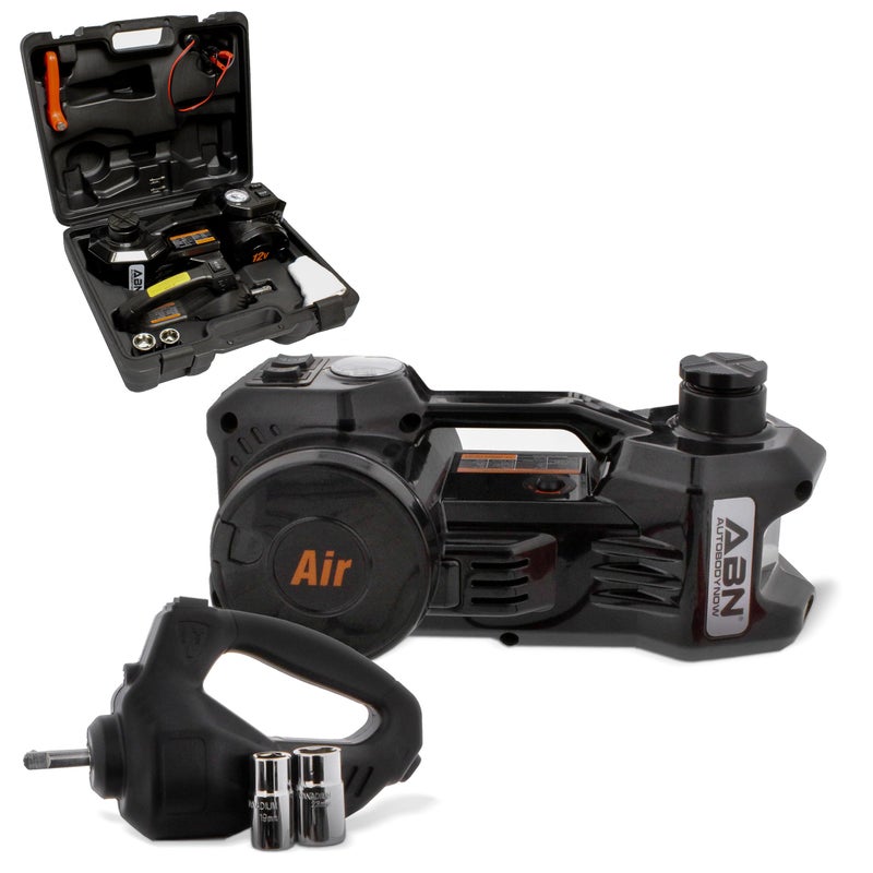 ABN 3-in-1 Electric 3-Ton Car Hydraulic Floor Jack, Tire Inflator Air Pressure Gauge, Impact Wrench Automotive Service - Image 1