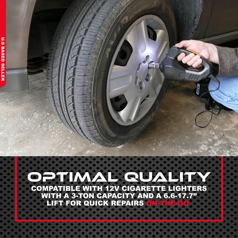 ABN 3-in-1 Electric 3-Ton Car Hydraulic Floor Jack, Tire Inflator Air Pressure Gauge, Impact Wrench Automotive Service - Image 5