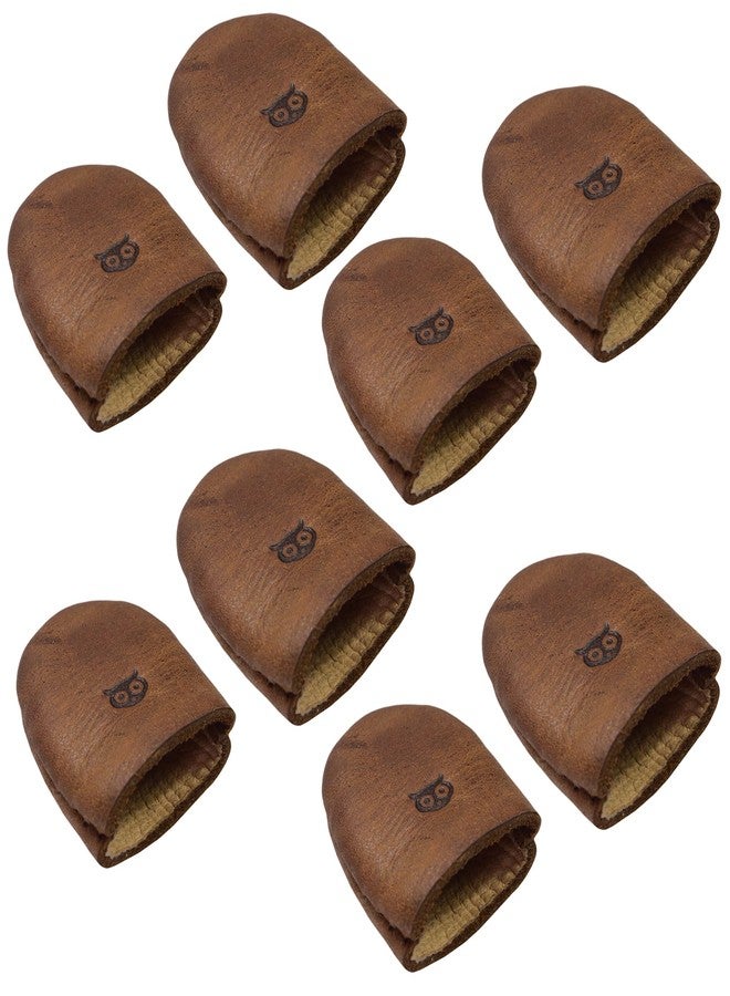 Hide & Drink, Durable Thimble (8 Pack) Handmade from Full Grain Leather - Finger Protector, Sewing Thimble, Hand Applique & EPP, Quilting Embroidery - Bourbon Brown - Image 1