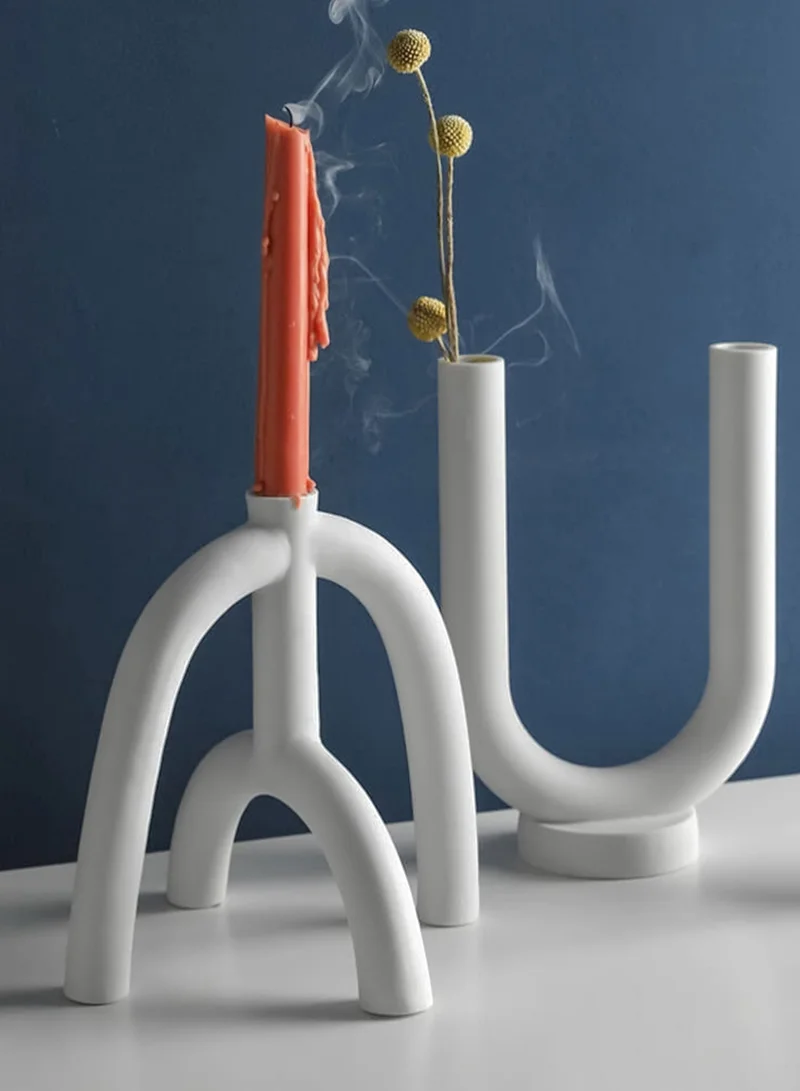 Roomours Shire Angular Candle Holder - White