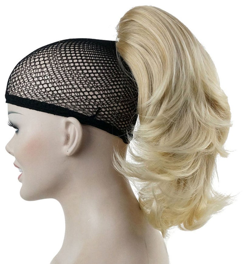 Lydell 12 Dual Use Straight Curly Styled Clip In Claw Ponytail Hair Extension Synthetic Hairpiece 125g with a jawclaw clip 24BT613 ButterscotchPale Blonde