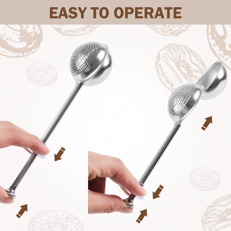 PERLLENT 2pcs Stainless Steel Loose Tea Leaf Steeper&Sugar Shaker Duster Sifter 2 in 1, tea ball for loose leaf tea,tea strainers One-Hand Operated Spring-Loaded - Image 5