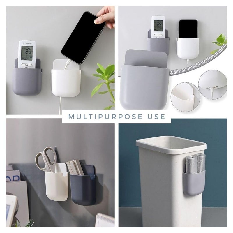 PK shopper Creative Wall Mounted Storage Organizer Box Remote Control Storage Case Air Conditioner Plug Mobile Phone Stand Stationary Rack Toothbrush Holder Set of 4 - Image 3