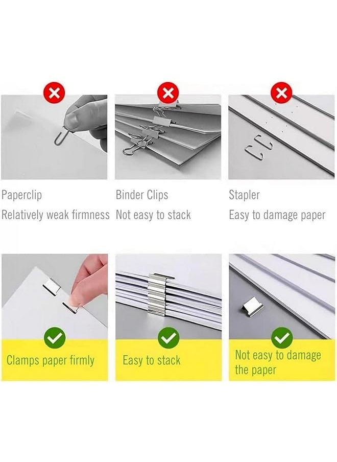 erorex - Portable Stapler 2 Pcs With 100 Pcs Binder Clips Multifunction Paper Storage Artifact Creative Free Of Punching File Binding Clamp Mini Handheld Binder Snack Sealing Binding Clip - Image 1