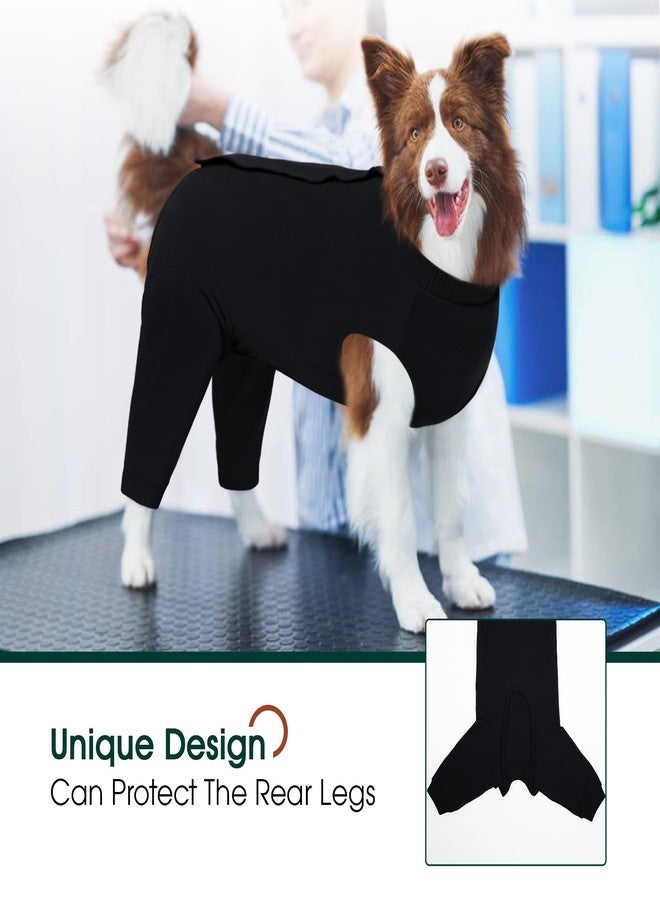 Kuoser Dog Surgery Suit Female Spay Male Neuter, Dog Leg Sleeve to Stop Licking Soft Dog Onesie for Abdominal Wound, Dog Recovery Suit Rear Leg Sleeves Pet Elbow Brace Protector Dog Pants, Black M - Image 4