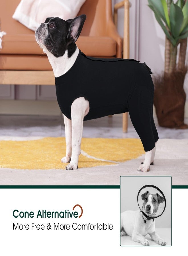 Kuoser Dog Surgery Suit Female Spay Male Neuter, Dog Leg Sleeve to Stop Licking Soft Dog Onesie for Abdominal Wound, Dog Recovery Suit Rear Leg Sleeves Pet Elbow Brace Protector Dog Pants, Black M - Image 3