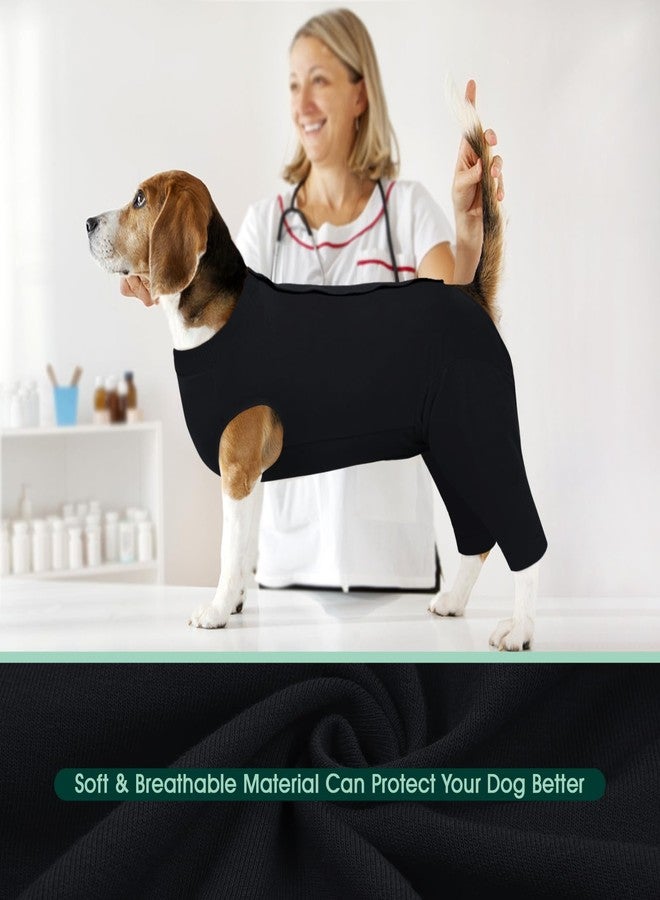 Kuoser Dog Surgery Suit Female Spay Male Neuter, Dog Leg Sleeve to Stop Licking Soft Dog Onesie for Abdominal Wound, Dog Recovery Suit Rear Leg Sleeves Pet Elbow Brace Protector Dog Pants, Black M - Image 5