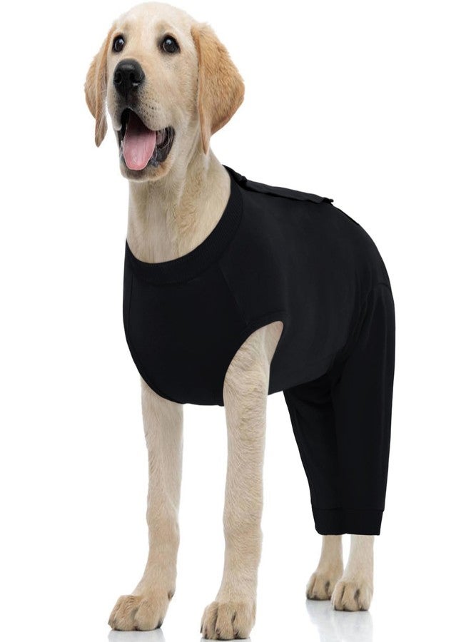 Kuoser Dog Surgery Suit Female Spay Male Neuter, Dog Leg Sleeve to Stop Licking Soft Dog Onesie for Abdominal Wound, Dog Recovery Suit Rear Leg Sleeves Pet Elbow Brace Protector Dog Pants, Black M - Image 1