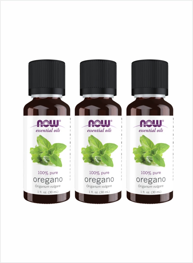 NOW Essential Oils 100% Pure Oregano Oil - Powerful & Herbal, 30ml (Pack of 3)