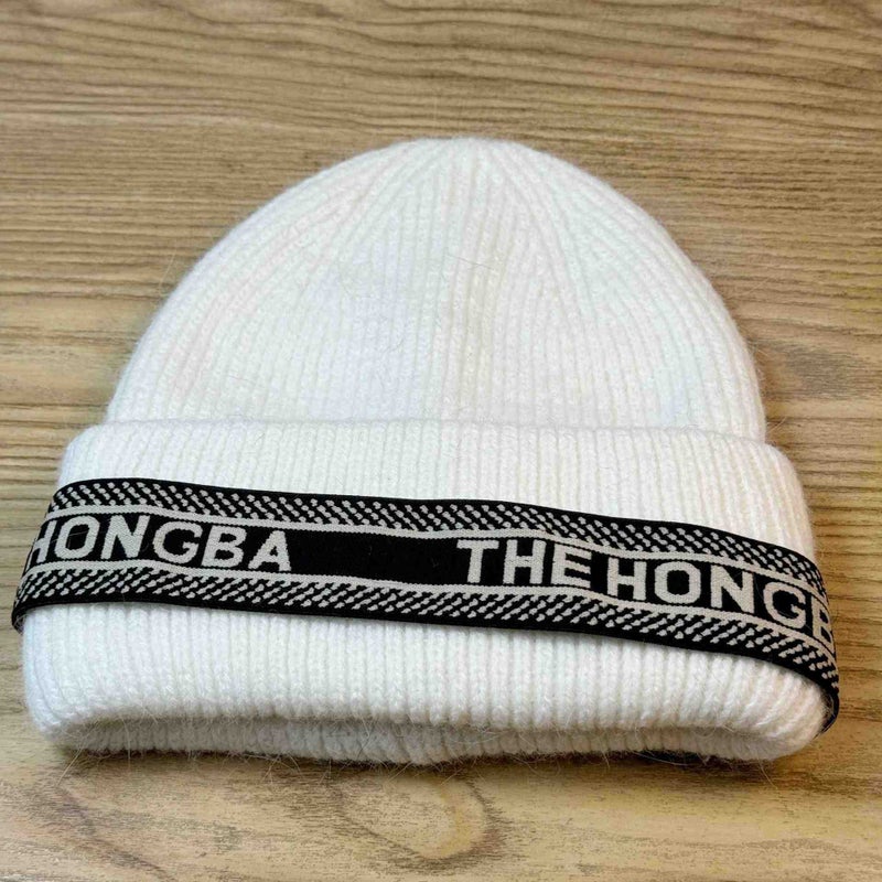 High Quality Winter Rhinestone Letter Wool Knitted Hat Big Head Circumference Warm Ear Protection Cold Cap Joker Bag Head Cap - Image 1