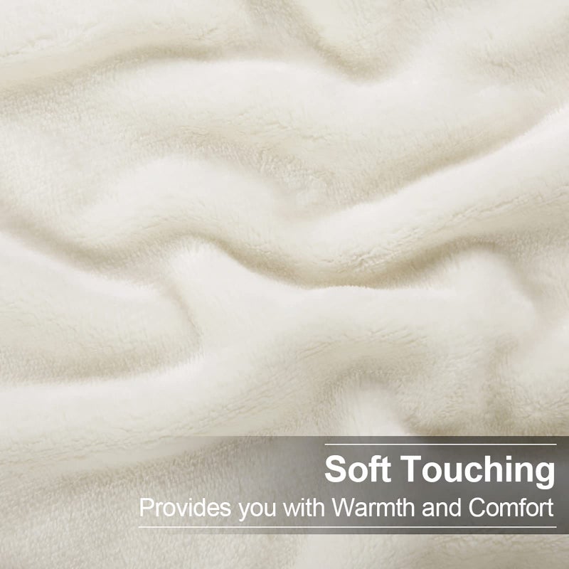 EASELAND Soft Queen Size Blanket Winter Warm Fuzzy Microplush Lightweight Thermal Fleece Blankets for Couch Bed Sofa,90x90 Inches,Ivory - Image 4