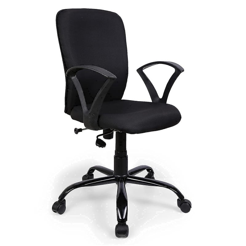 FURNICOM CHAIRS FURNICOM CHAIRS Armo Medium Back Ergonomic Office Chair Computer Study Chair for Work from Home Spine Shaped Chair Back for Good Lower Back Support Metal Powder Coated Base Fabric Black - Image 1
