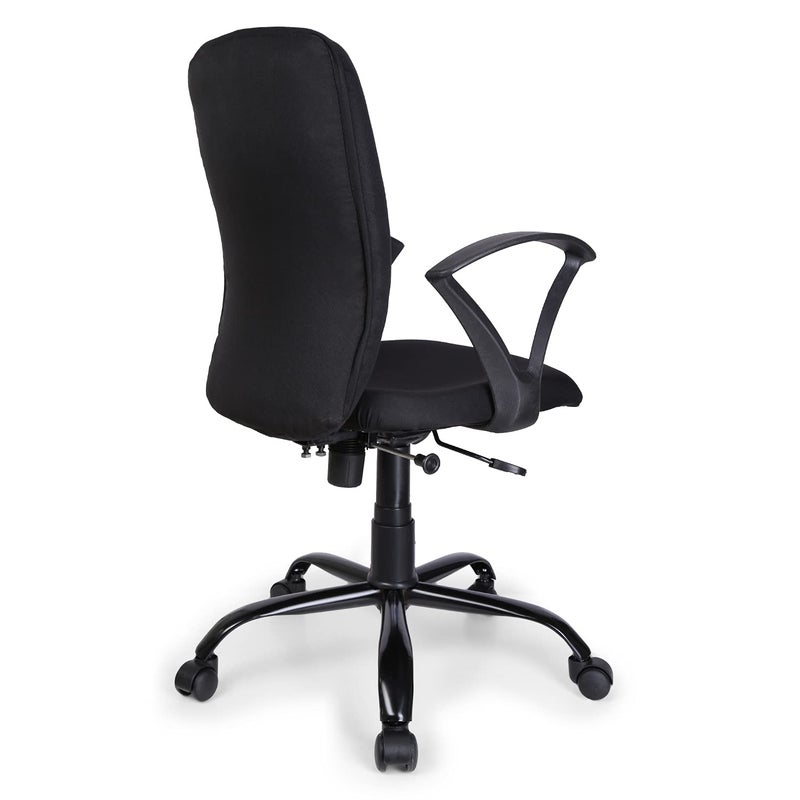 FURNICOM CHAIRS FURNICOM CHAIRS Armo Medium Back Ergonomic Office Chair Computer Study Chair for Work from Home Spine Shaped Chair Back for Good Lower Back Support Metal Powder Coated Base Fabric Black - Image 4