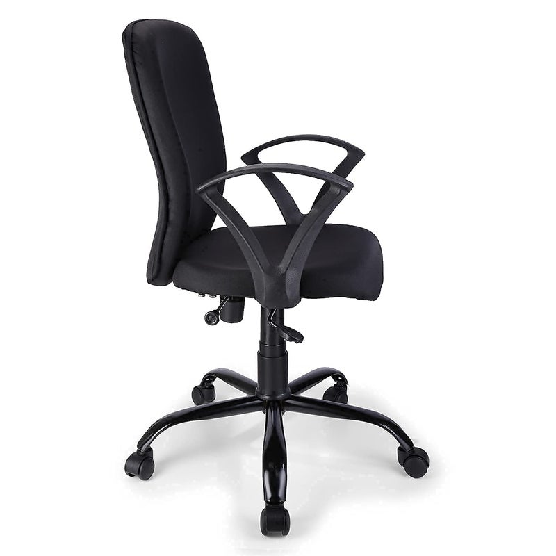 FURNICOM CHAIRS FURNICOM CHAIRS Armo Medium Back Ergonomic Office Chair Computer Study Chair for Work from Home Spine Shaped Chair Back for Good Lower Back Support Metal Powder Coated Base Fabric Black - Image 5