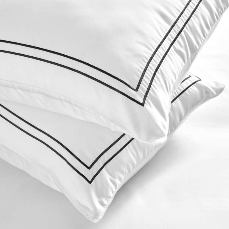 Pan Home HH Radiant 300TC Tencel Embroidered 3-Piece King Duvet Cover Set 230x220cm - White/Black - 121KEM9900843 - Image 4