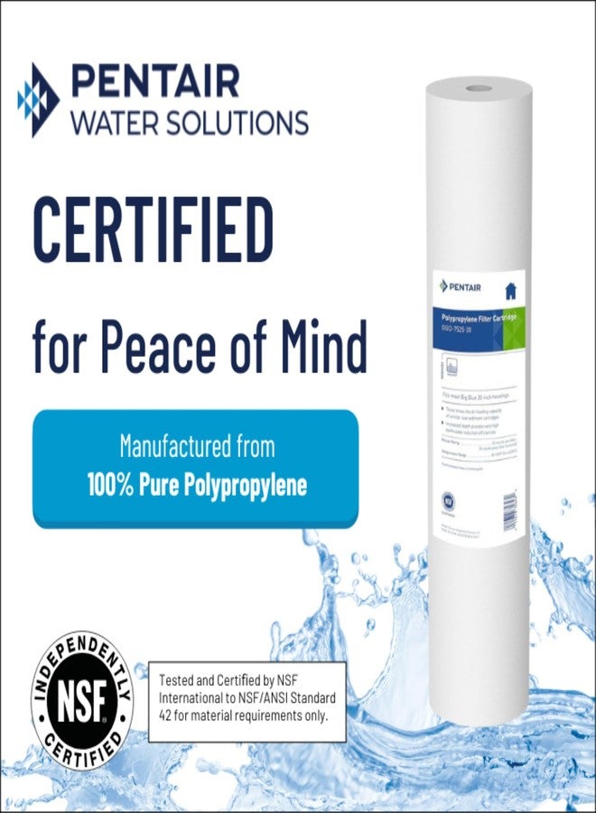 بينتيك فلتر مياه Pentek Pentair DGD-7525-20 Big Blue، خرطوشة بديلة لفلتر الرواسب للمنزل بالكامل مقاس 20 بوصة، مصنوع من البولي بروبيلين المغزول ثنائي الكثافة المتدرجة، 20 بوصة × 4.5 بوصة، 25 ميكرون، عبوة من قطعة واحدة، أبيض - Image 3