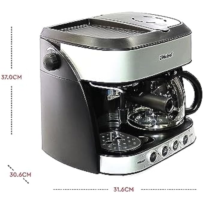Nobel Coffee Machine 125 Liter Espresso  Americano With Steam Pump Model Ncm13 1 Year Full Warranty Silver Ncm13 - Image 4