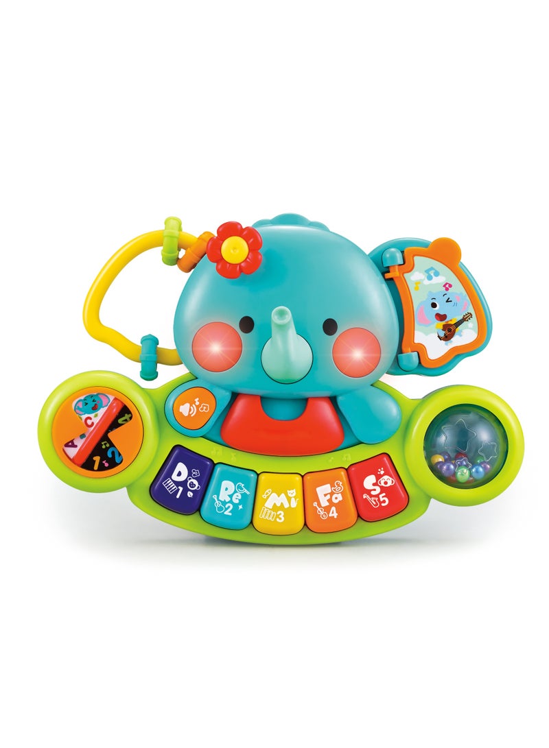 هولا Hola 2-in-1 Musical Elephant Keyboard Interactive Baby Toy with 7 Play Activities, Light-Up Buttons, Piano, Nursery Rhymes, and Sensory Development Features for Motor and Cognitive Skills 6M+ - Image 1