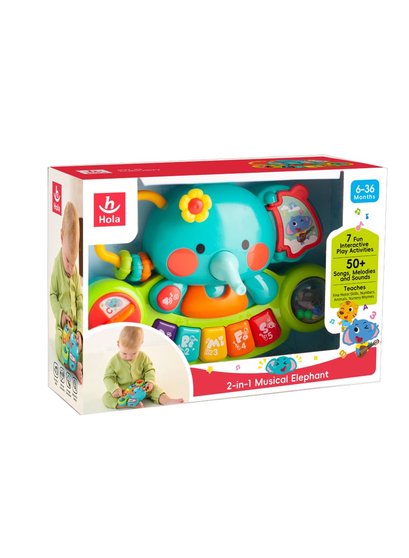 هولا Hola 2-in-1 Musical Elephant Keyboard Interactive Baby Toy with 7 Play Activities, Light-Up Buttons, Piano, Nursery Rhymes, and Sensory Development Features for Motor and Cognitive Skills 6M+ - Image 3