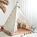 RongFa Teepee Tent for KidsPortable Children Play Tent Indoor Outdoor White with Mat - Image 2
