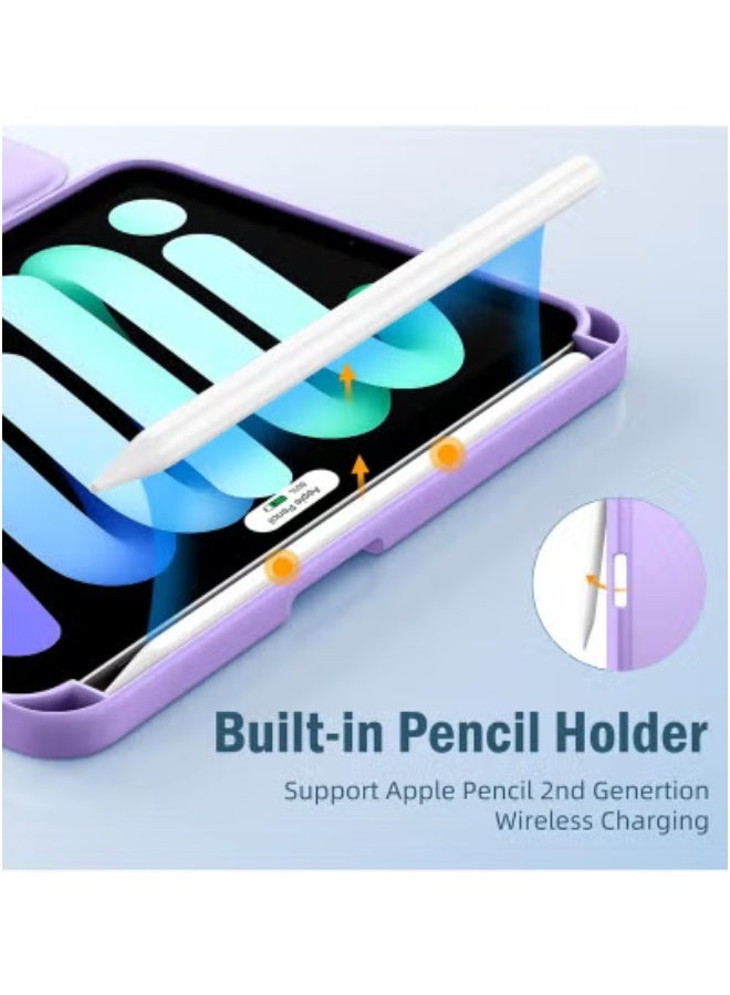 JAJEEK iPad Mini 7 Case 2024 (A17 Pro) – Slim Lightweight Trifold Stand Cover with Pencil Holder, Auto Sleep/Wake Function – Compatible with iPad Mini 7th/6th Gen (8.3-Inch, 2024/2021) – Soft TPU Back, Shockproof, Scratch-Resistant, Lavender - Image 2