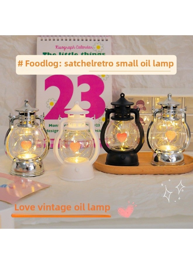 DIY Love Small Oil Lamp Creative Tanabata Valentine's Day Gift Bedroom Bedside Lamp Atmosphere Lamp Desktop Decorative Ornaments-Specification:Diy Black Small Oil Lamp (pink Bow)  - Image 2