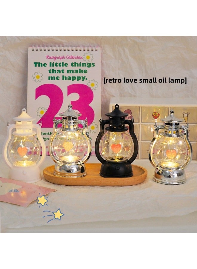 DIY Love Small Oil Lamp Creative Tanabata Valentine's Day Gift Bedroom Bedside Lamp Atmosphere Lamp Desktop Decorative Ornaments-Specification:Diy Black Small Oil Lamp (pink Bow)  - Image 4