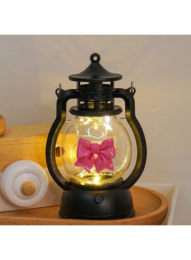 DIY Love Small Oil Lamp Creative Tanabata Valentine's Day Gift Bedroom Bedside Lamp Atmosphere Lamp Desktop Decorative Ornaments-Specification:Diy Black Small Oil Lamp (pink Bow)  - Image 1