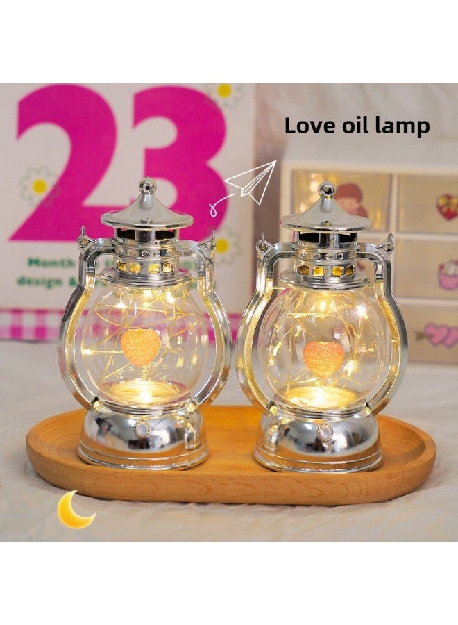 DIY Love Small Oil Lamp Creative Tanabata Valentine's Day Gift Bedroom Bedside Lamp Atmosphere Lamp Desktop Decorative Ornaments-Specification:Diy Black Small Oil Lamp (pink Bow)  - Image 3