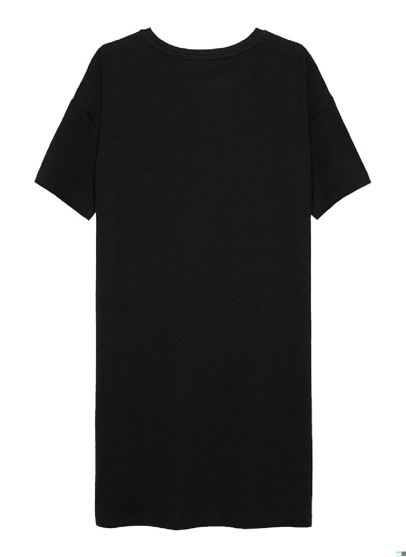 Calvin Klein Jeans Girls' Oversized Logo T-Shirt Dress - Cotton, Black  - Image 5