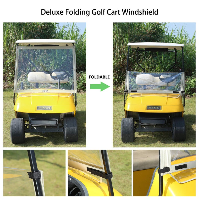 10L0L Golf Cart Windshield Compatible with EZGO TXT Gas & Electric Models, Lightweight EZGO TXT Windshield Foldable Windproof Waterproof - Image 3