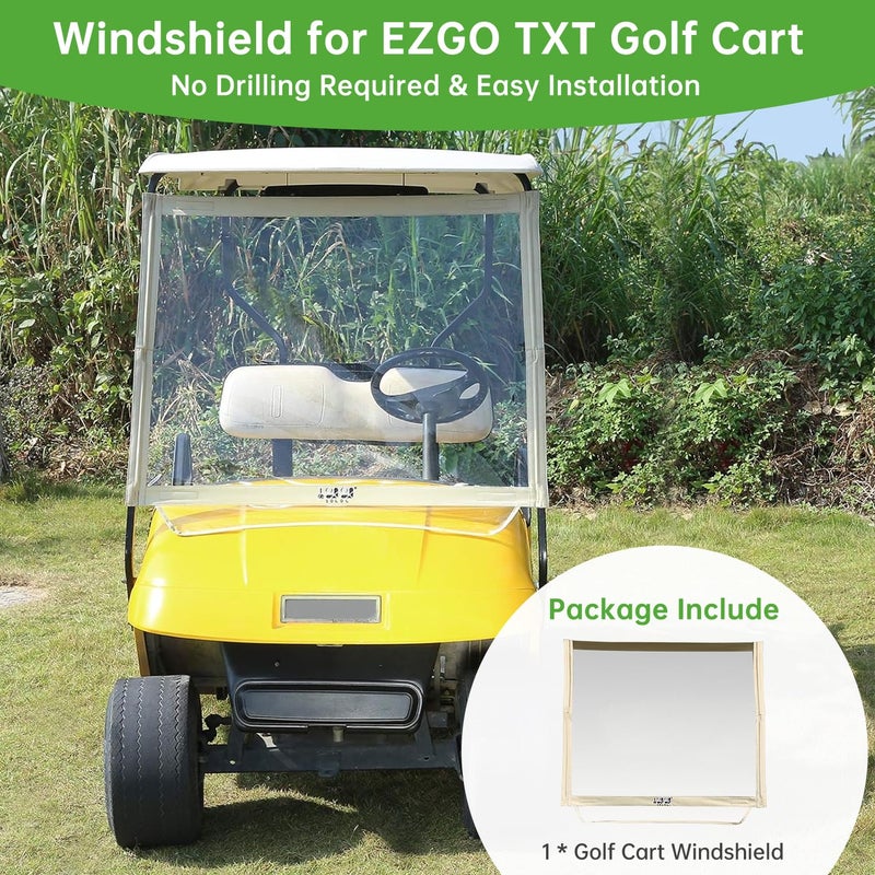 10L0L Golf Cart Windshield Compatible with EZGO TXT Gas & Electric Models, Lightweight EZGO TXT Windshield Foldable Windproof Waterproof - Image 4
