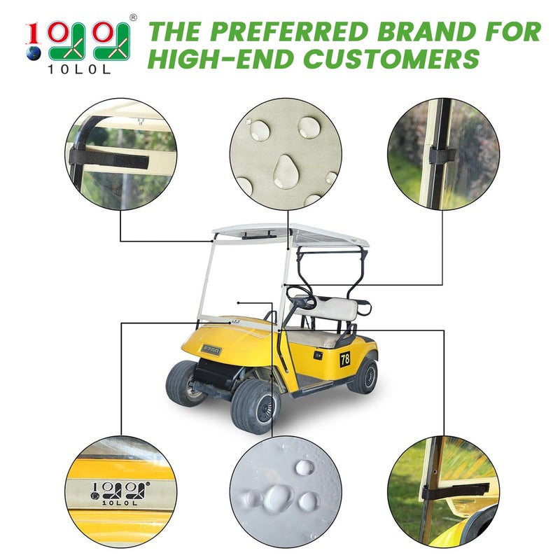 10L0L Golf Cart Windshield Compatible with EZGO TXT Gas & Electric Models, Lightweight EZGO TXT Windshield Foldable Windproof Waterproof - Image 2