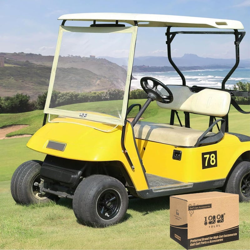 10L0L Golf Cart Windshield Compatible with EZGO TXT Gas & Electric Models, Lightweight EZGO TXT Windshield Foldable Windproof Waterproof - Image 1