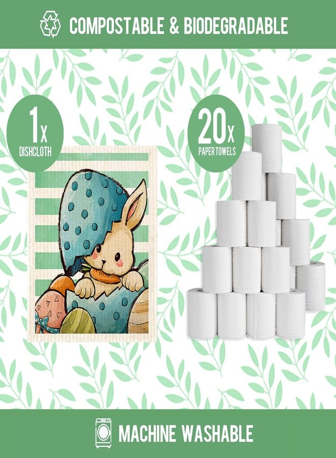 Morigins Easter Bunny Gnome Swedish Dishcloths Reusable Sustainable Biodegradable Cellulose Sponge Cleaning Cloths for Kitchen Dish Rags Paper Towel Replacement - Image 3