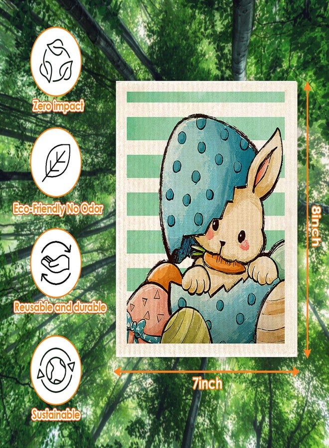 Morigins Easter Bunny Gnome Swedish Dishcloths Reusable Sustainable Biodegradable Cellulose Sponge Cleaning Cloths for Kitchen Dish Rags Paper Towel Replacement - Image 2