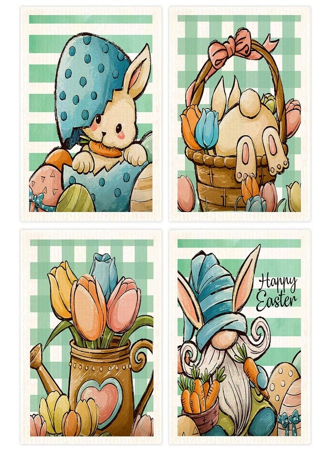 Morigins Easter Bunny Gnome Swedish Dishcloths Reusable Sustainable Biodegradable Cellulose Sponge Cleaning Cloths for Kitchen Dish Rags Paper Towel Replacement - Image 1