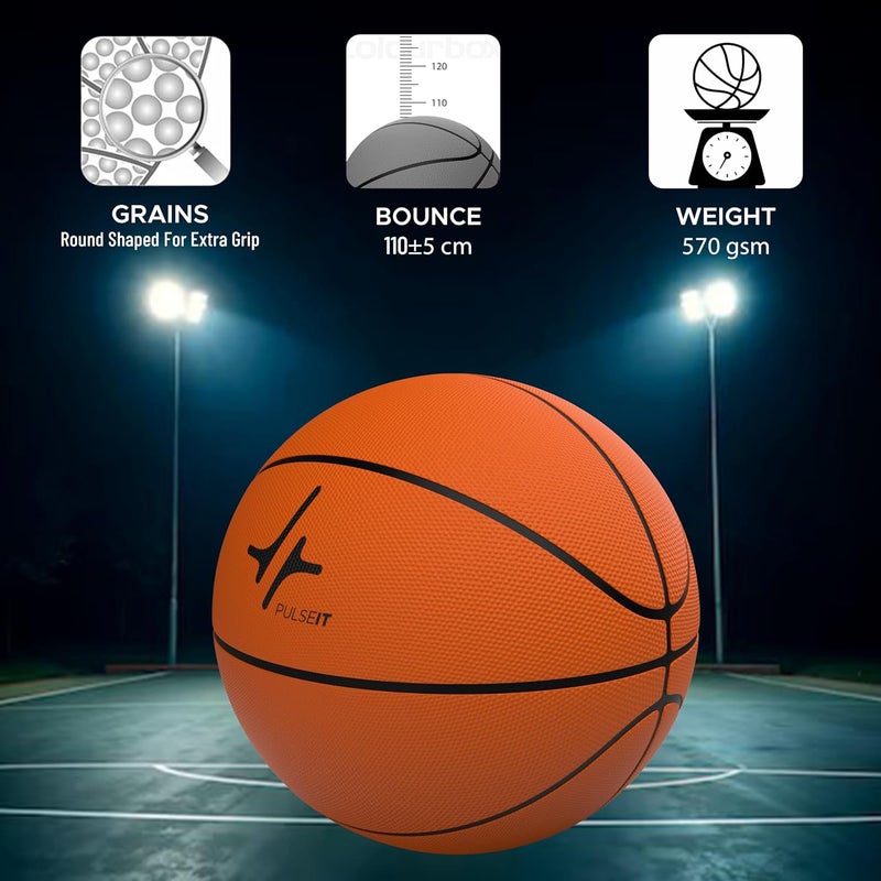 PulseITBounceX Size 7 Professional Basketball for Indoor & Outdoor Games, Training | Perfect for Kids, Adults, Athletes & Basketball Ideal for All Court Surfaces (Orange) - Image 5