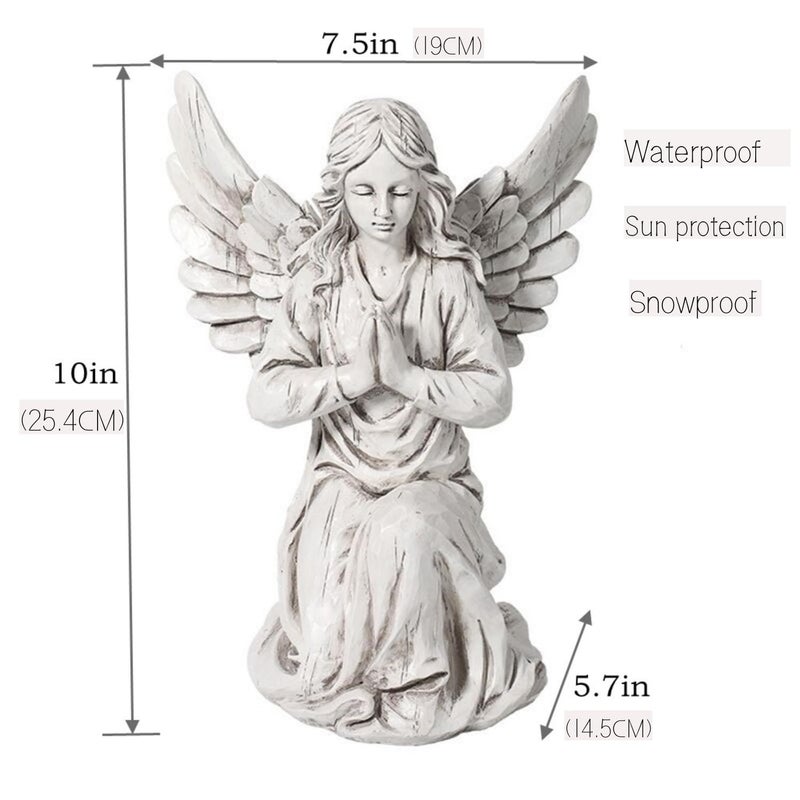 Handsider Praying Angel Garden Statue, Religious Fairy Sculpture Waterproof Decorative Figurine Art Decor for Patio, Lawn, Yard, Housewarming Ornament Present Angels HSa-1 - Image 2