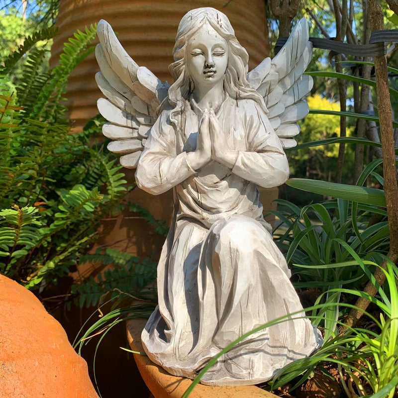 Handsider Praying Angel Garden Statue, Religious Fairy Sculpture Waterproof Decorative Figurine Art Decor for Patio, Lawn, Yard, Housewarming Ornament Present Angels HSa-1 - Image 3