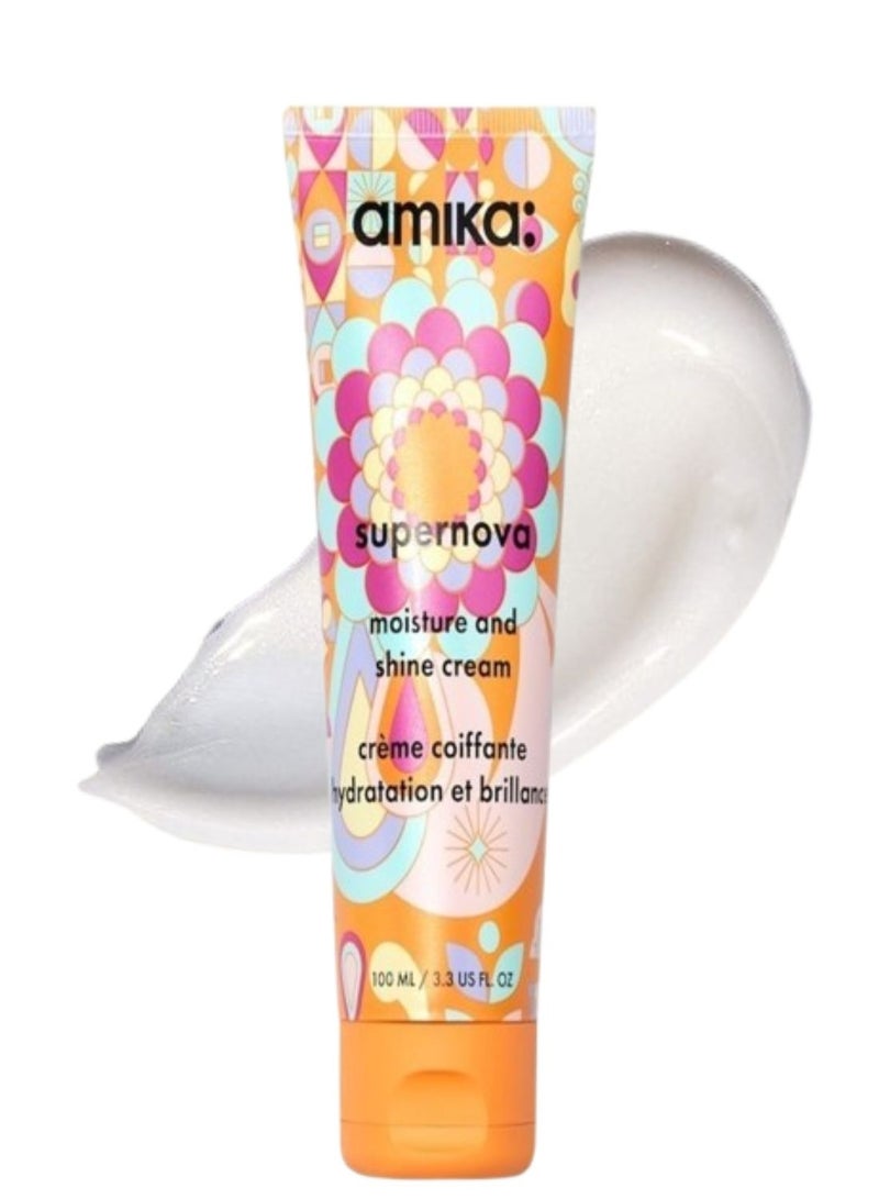 amika AMIKA Supernova Moisture and Shine Cream 100ml – Lightweight, Hydrating, and Shine-Boosting Leave-In Cream for Soft, Silky, Frizz-Free, and Radiant Hair  - Image 1