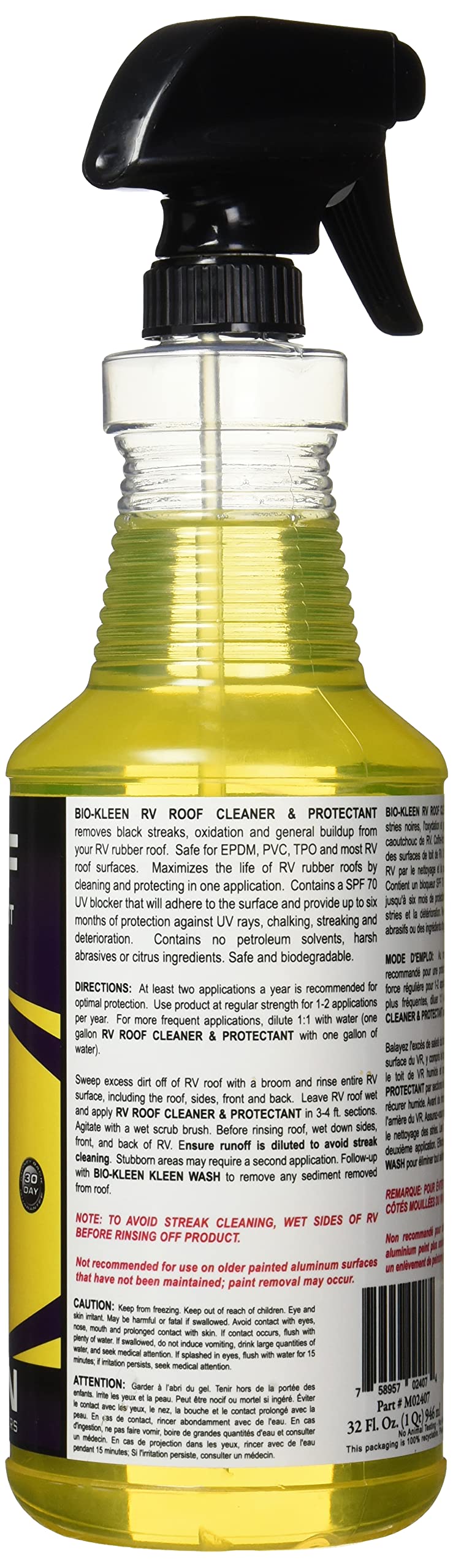 Biokleen Bio-Kleen M02407 RV Roof Cleaner & Protectant - 32 oz. , Yellow - Image 2