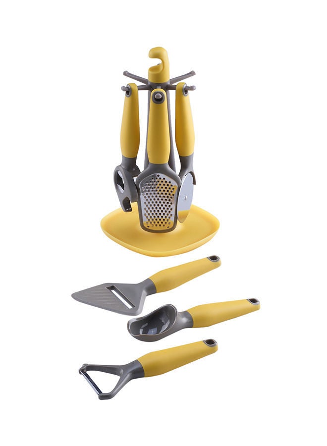 NIBEMINENT 7-Piece Kitchen Gadgets Set Yellow/Grey/Silver - Image 1