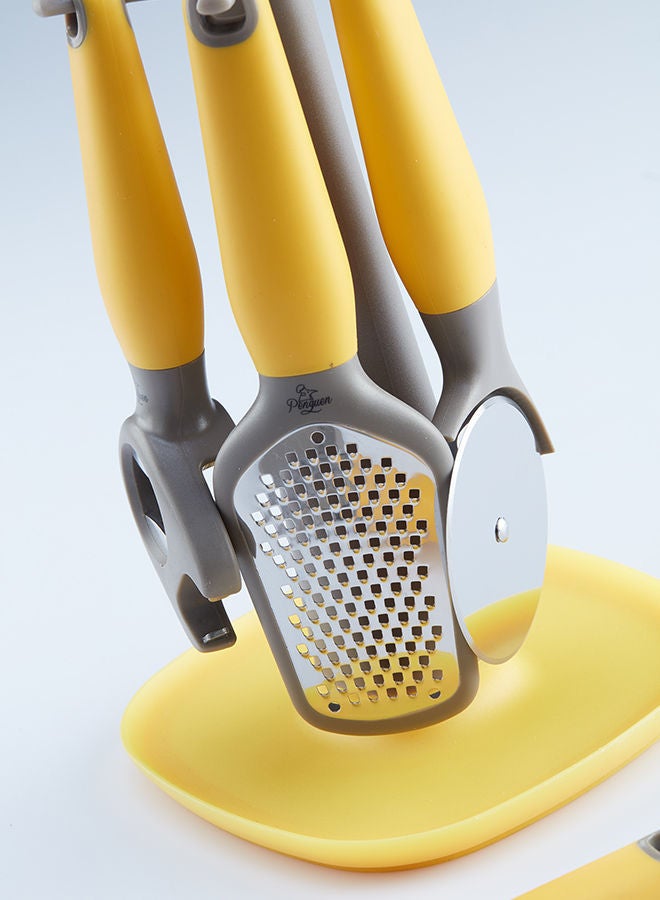 NIBEMINENT 7-Piece Kitchen Gadgets Set Yellow/Grey/Silver - Image 5