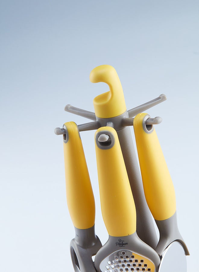 NIBEMINENT 7-Piece Kitchen Gadgets Set Yellow/Grey/Silver - Image 4